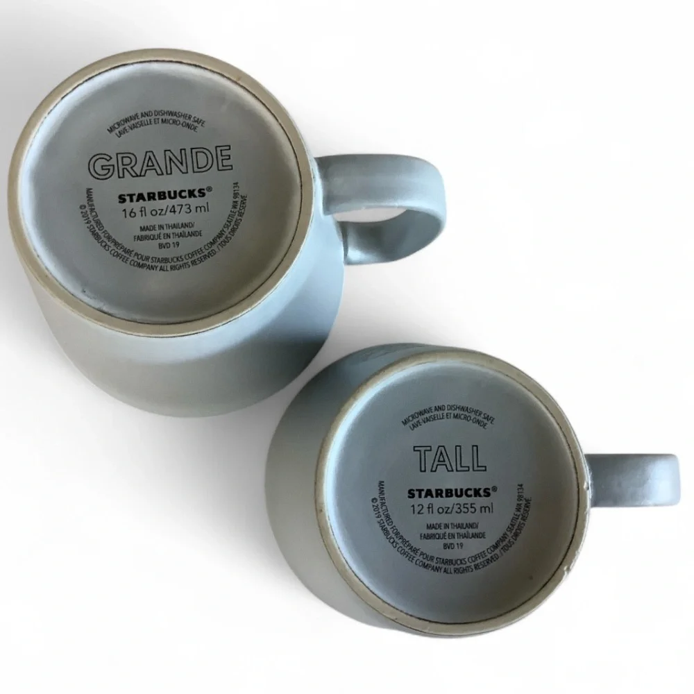 STARBUCKS GRANDE 16oz GRANDE/12oz TALL 2019 Siren Iconic Mermaid Matte Grey Mugs